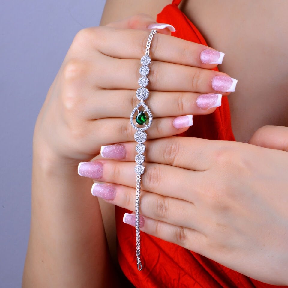 925 Ayar Gümüş Pırlanta Montür Damla Salkım Su Yolu Set