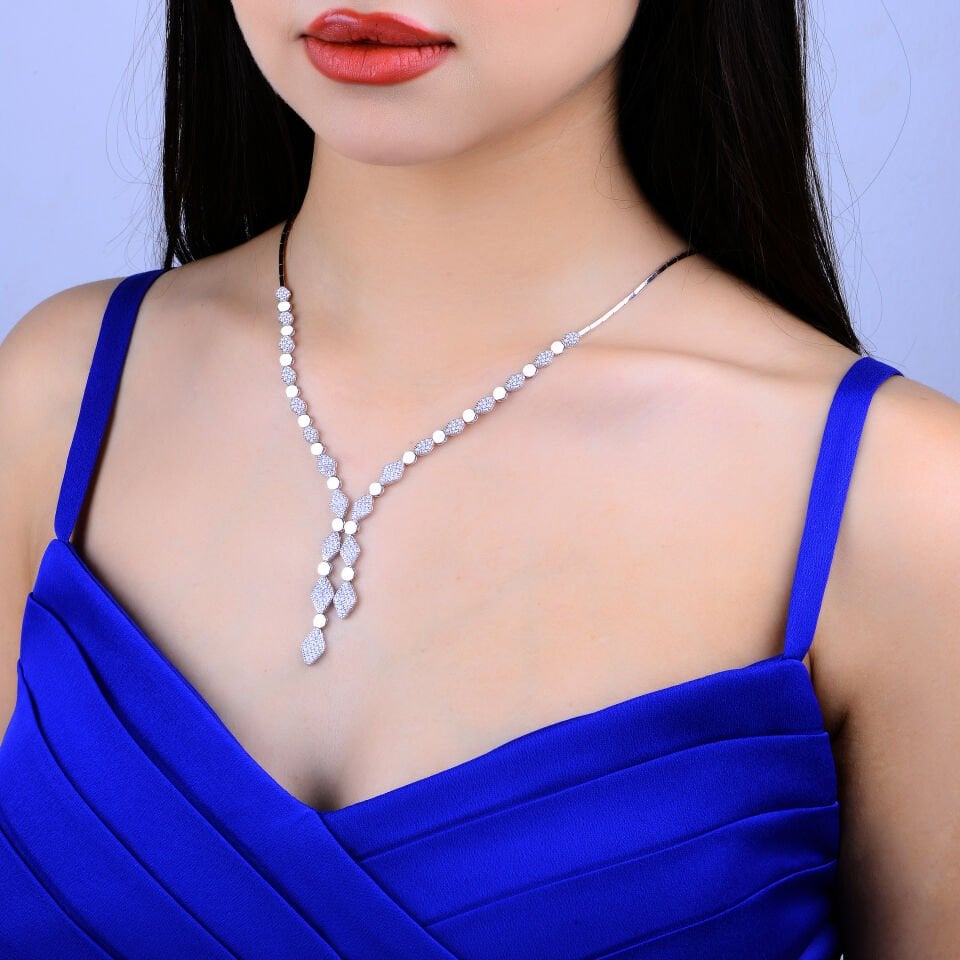 925 Ayar Gümüş Badem Tanesi Sıralı Çift Salkım Su Yolu Set