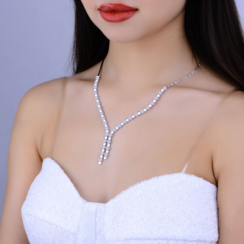 925 Ayar Gümüş Pırlanta Montür Kalpli Çift Salkım Su Yolu Set