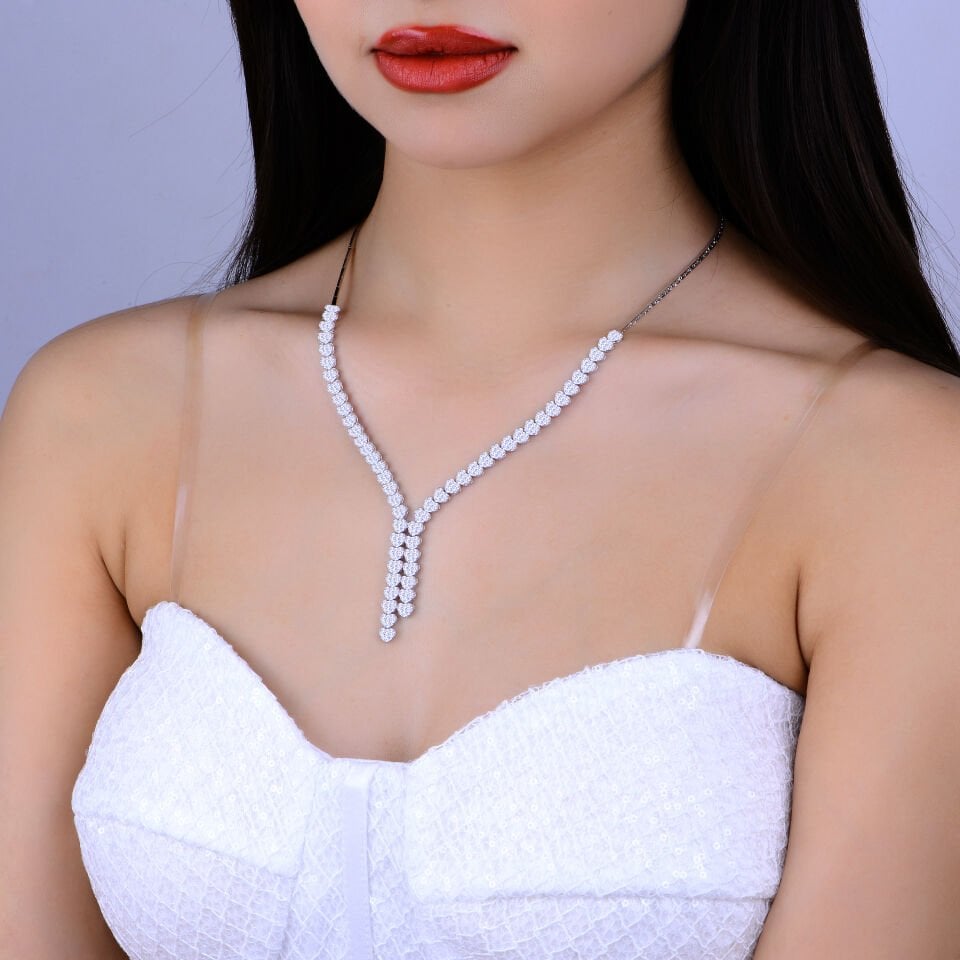 925 Ayar Gümüş Kalpli Çift Salkım Su Yolu Seti