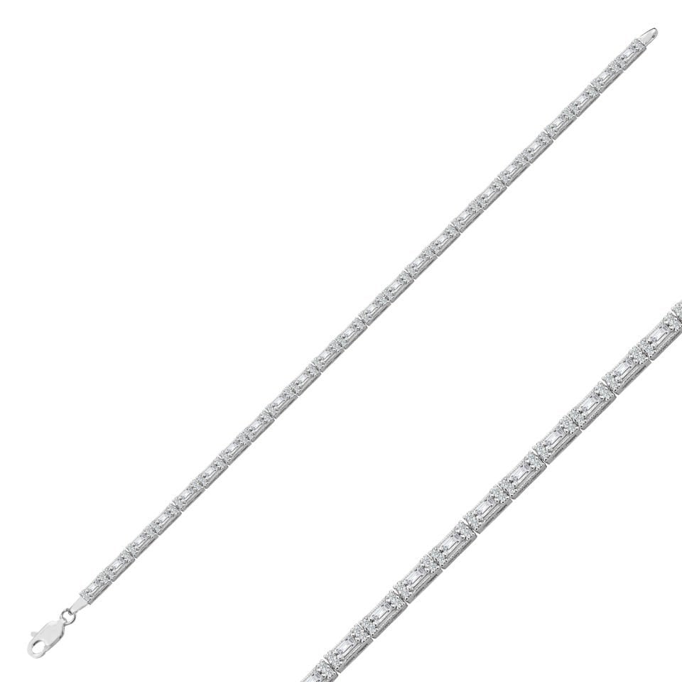 925 Ayar Gümüş Ful İnce Baget Zincir Harfli Su Yolu Bileklik